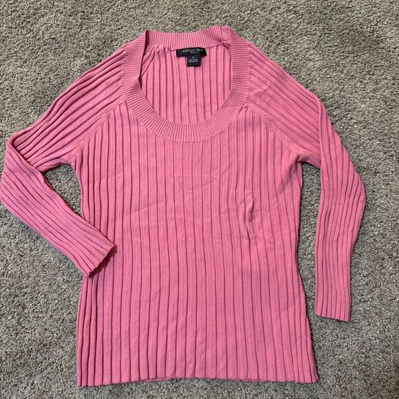 Vintage August Silk Knits Long Sleeve Womens M Sweater Y2K Bratz Barbie Pink Lux - Picture 1 of 8